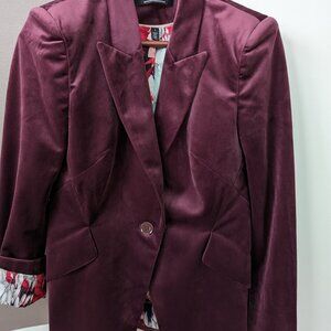 Velvet Blazer with flower print lining